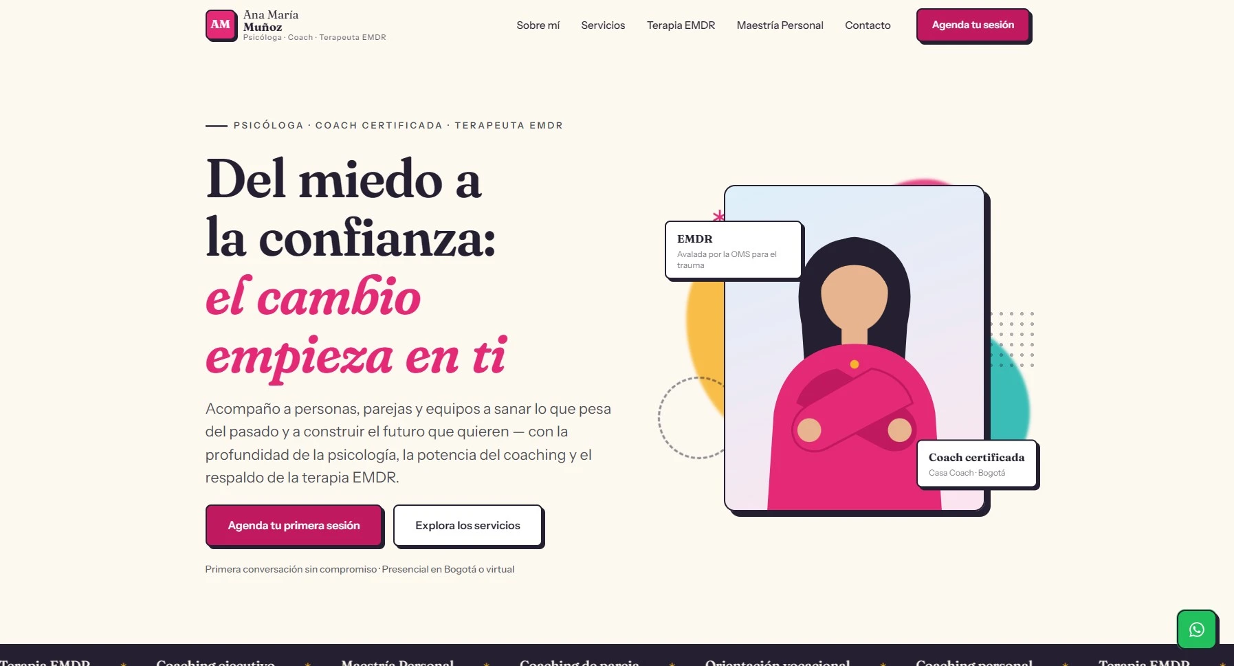 Vista del proyecto Ana María Coaching
