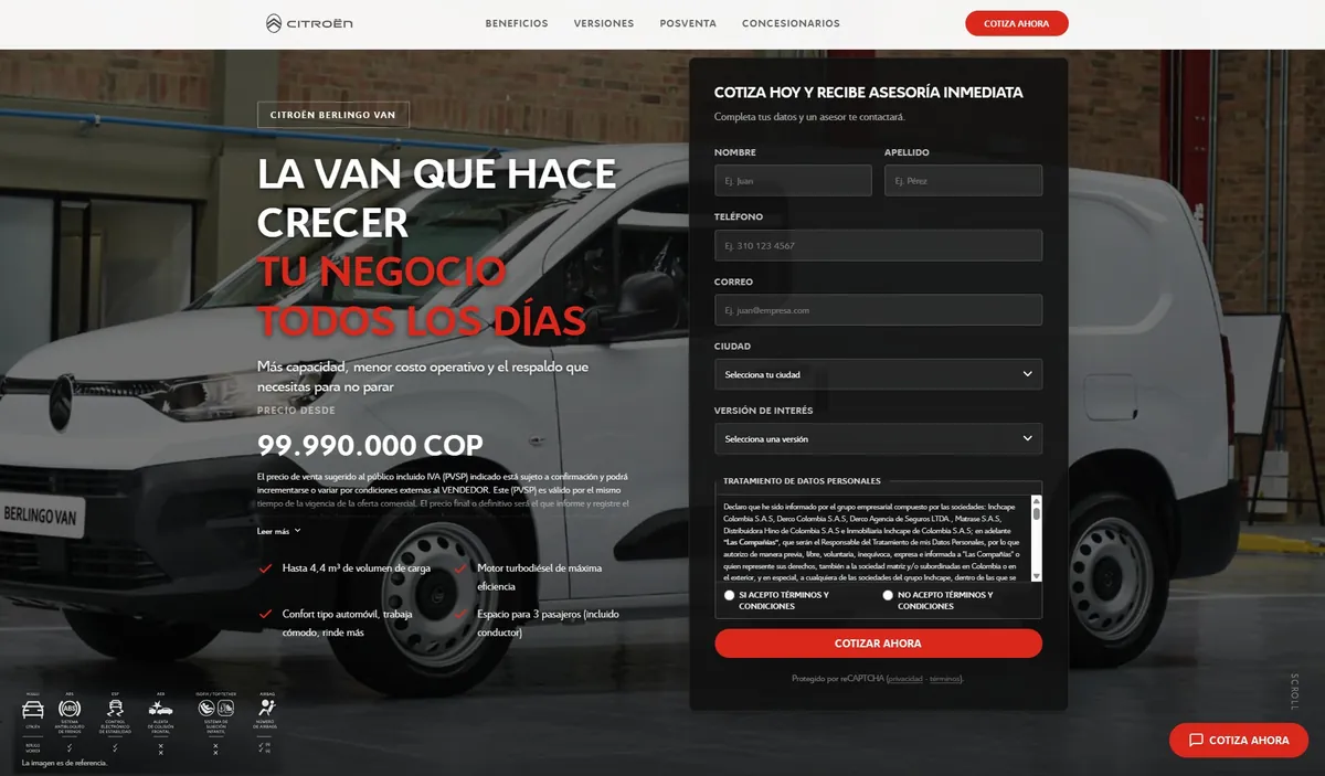 Vista del proyecto Citroën Berlingo Van